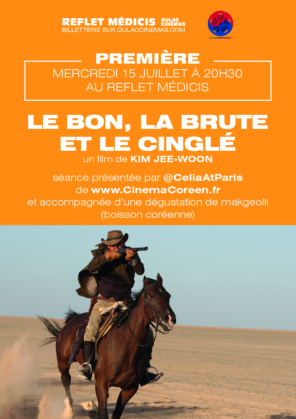PREMIÈRE : LE BON, LA BRUTE ET LE CINGLÉ de Kim Jee-woon, séance présentée par le média Cinéma Coréen et accompagnée d’une dégustation de makgeolli
