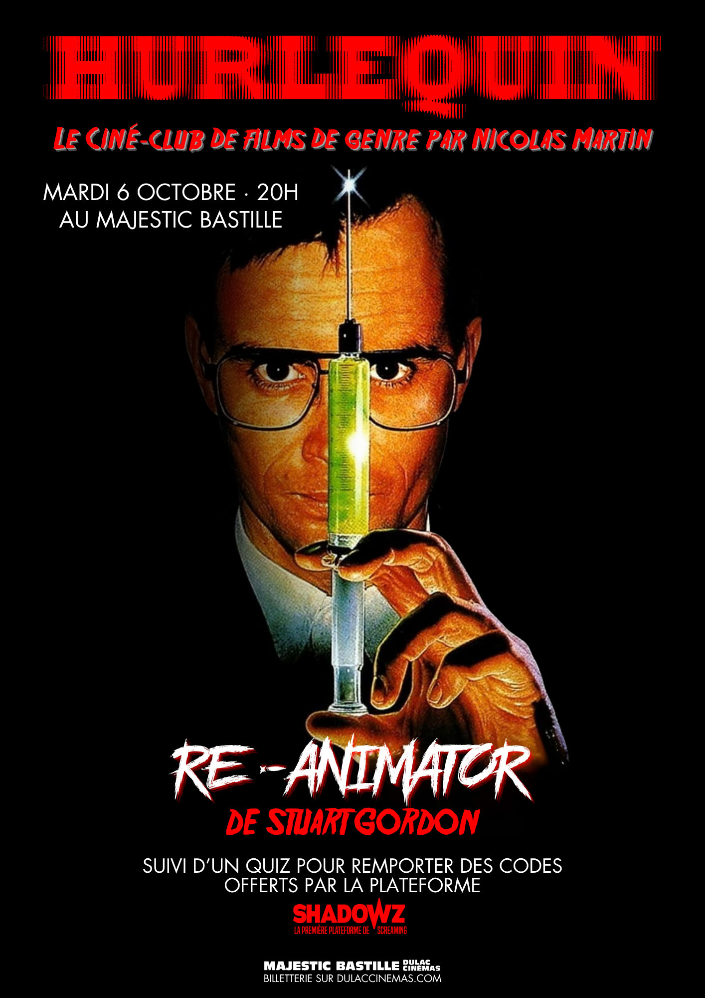 HURLEQUIN, le ciné-club de Nicolas Martin : RE-ANIMATOR de Stuart Gordon