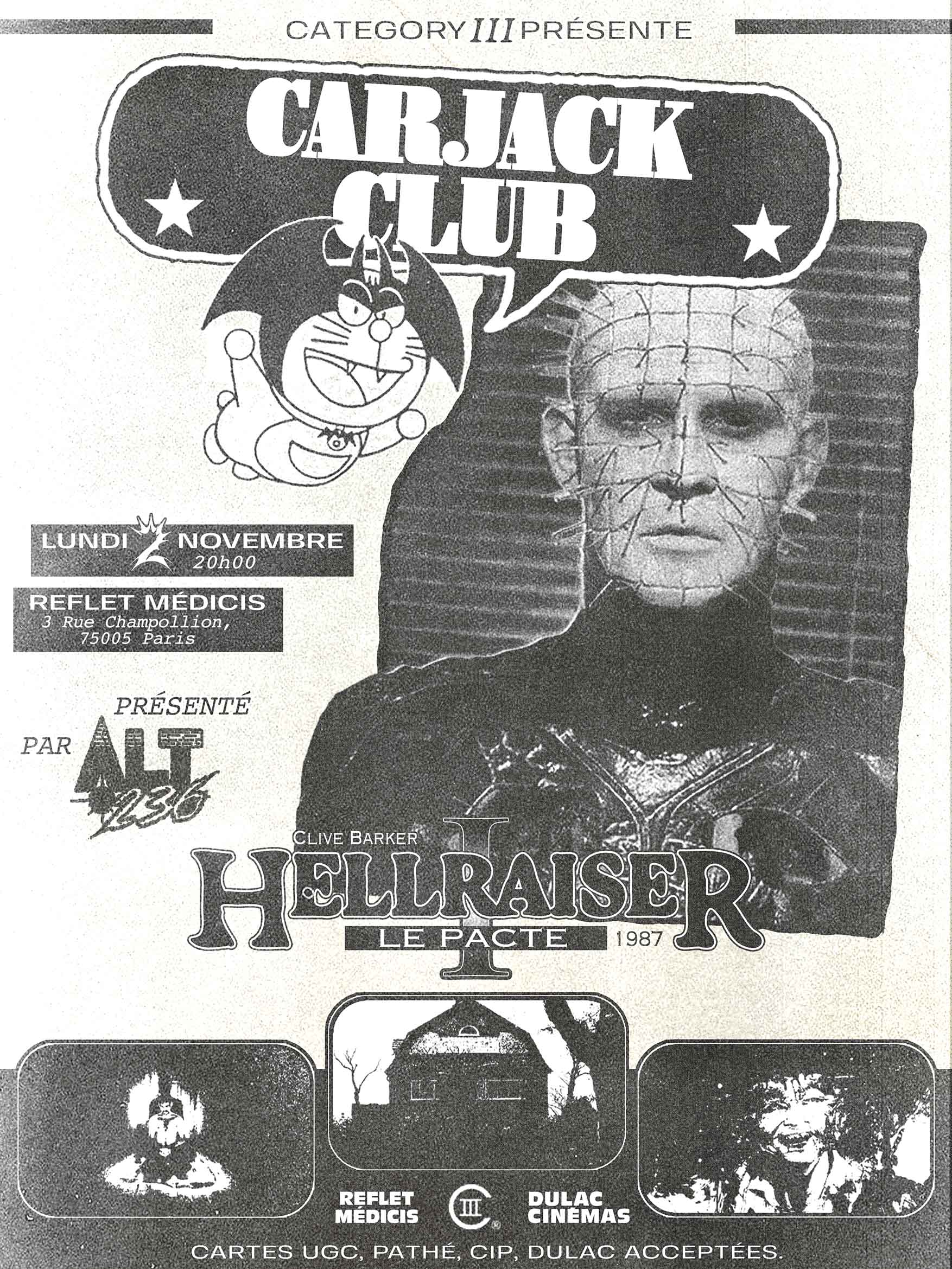 CARJACK CLUB, le ciné-club de Category III | HELLRAISER : LE PACTE de Clive Barker présenté par ALT 236
