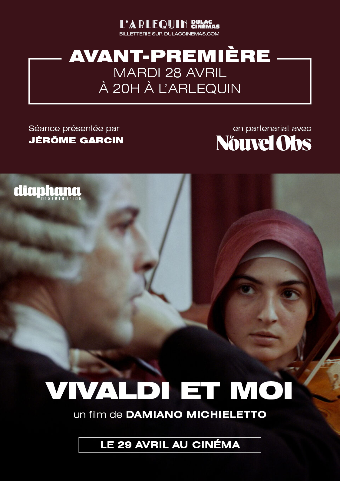 AVANT-PREMIÈRE NOUVEL OBS : VIVALDI ET MOI de Damiano Michieletto, séance précédée d'un échange avec Jérôme Garcin