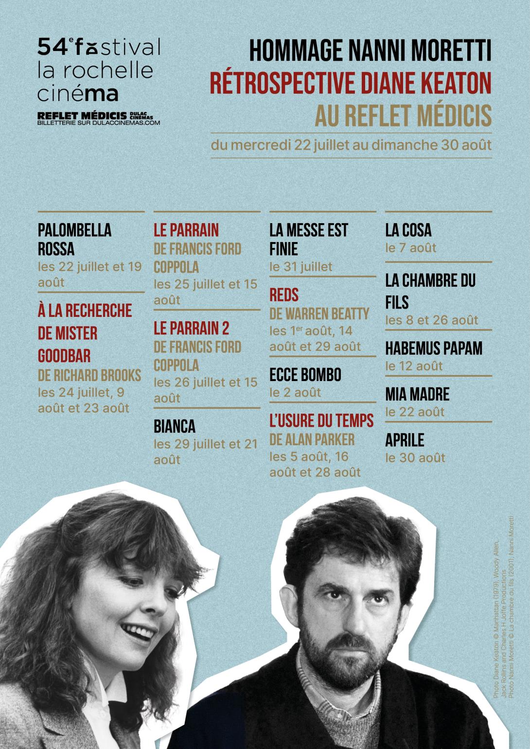 Reprise du FEMA 2026: rétrospectives Nanni Moretti et Diane Keaton